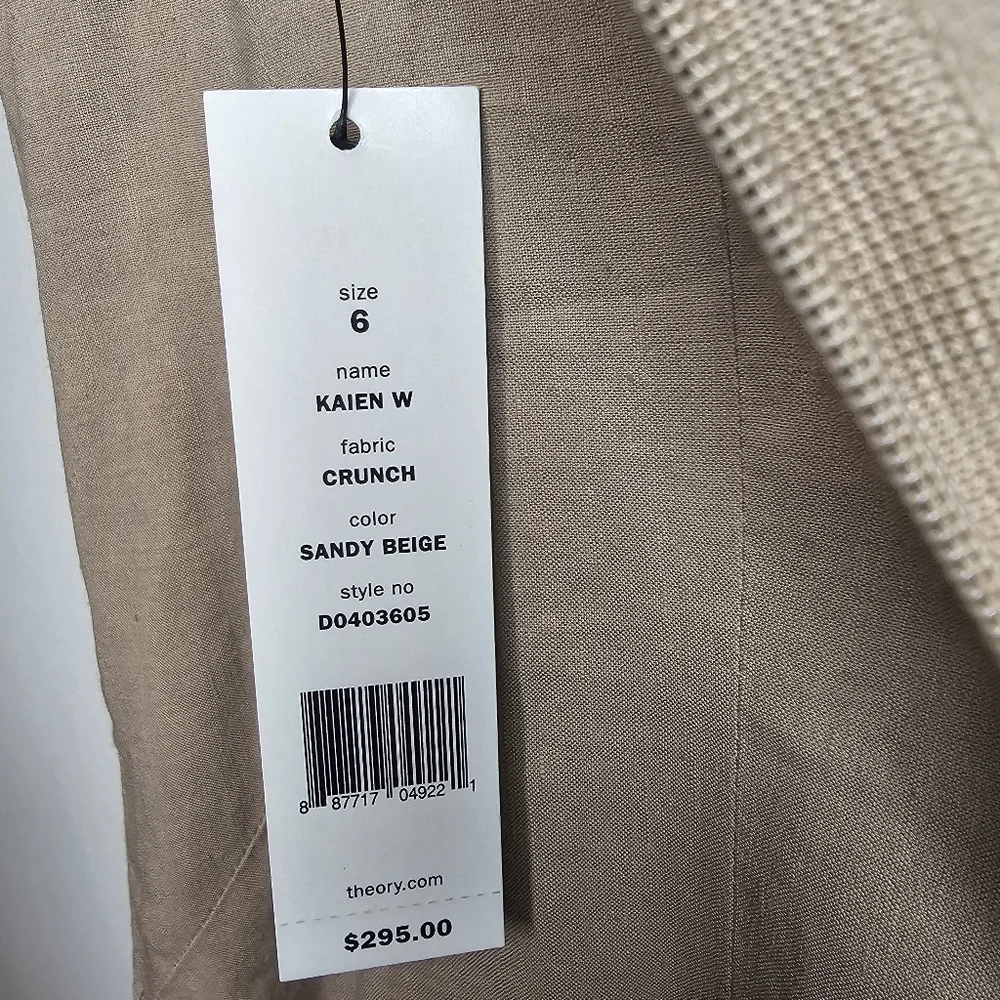NWT Theory Kaien W Beige Linen Blend Fit & Flare Mini Dress Size 6 - Picture 13 of 14
